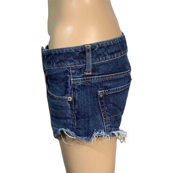 American Eagle Womens Denim Blue Jean Shorts Dark Wash Cutoff Size 4 - Picture 6 of 8